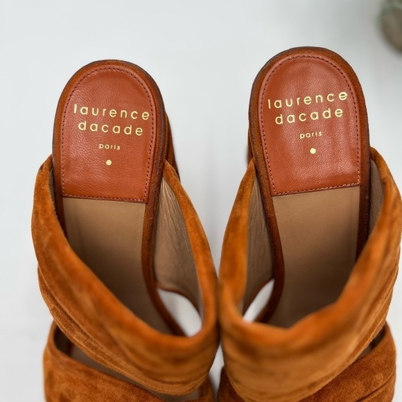 Laurence Dacade Paris Rona Ruched Suede Slide Rust cinnamon Sandals Sz 37.5/US 7 - Picture 7 of 16